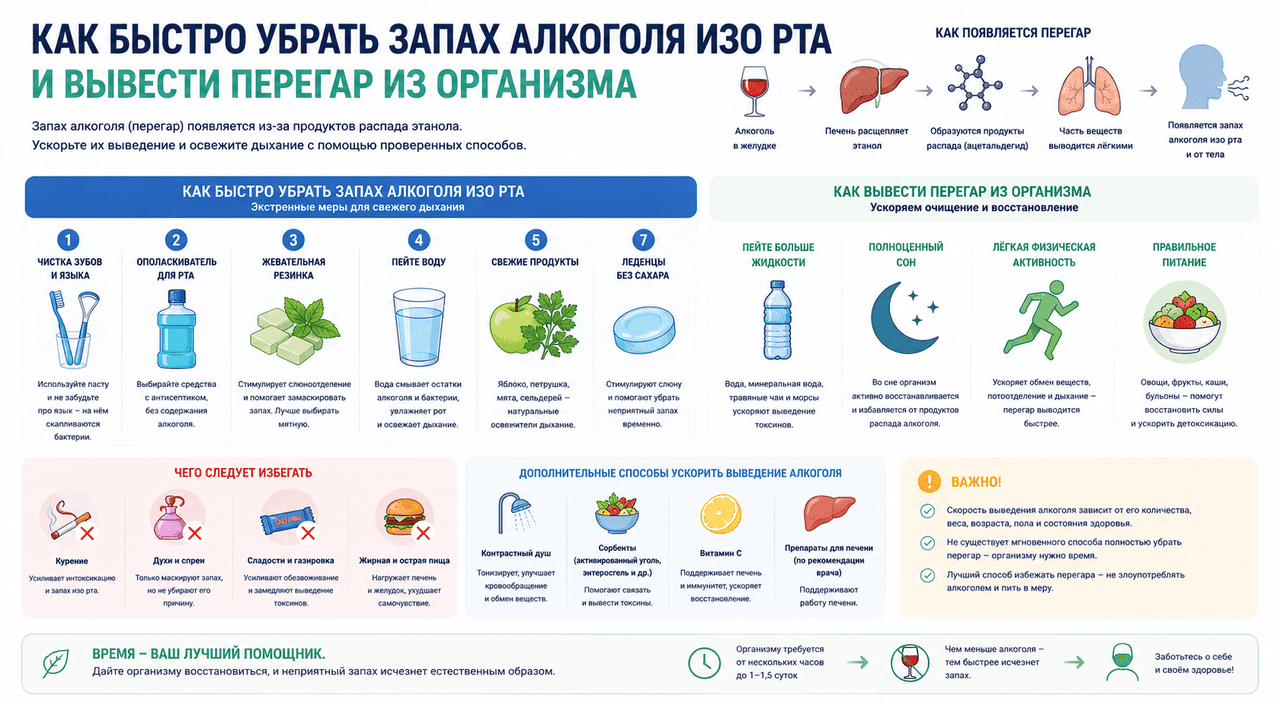советы Как быстро убрать запах алкоголя изо рта