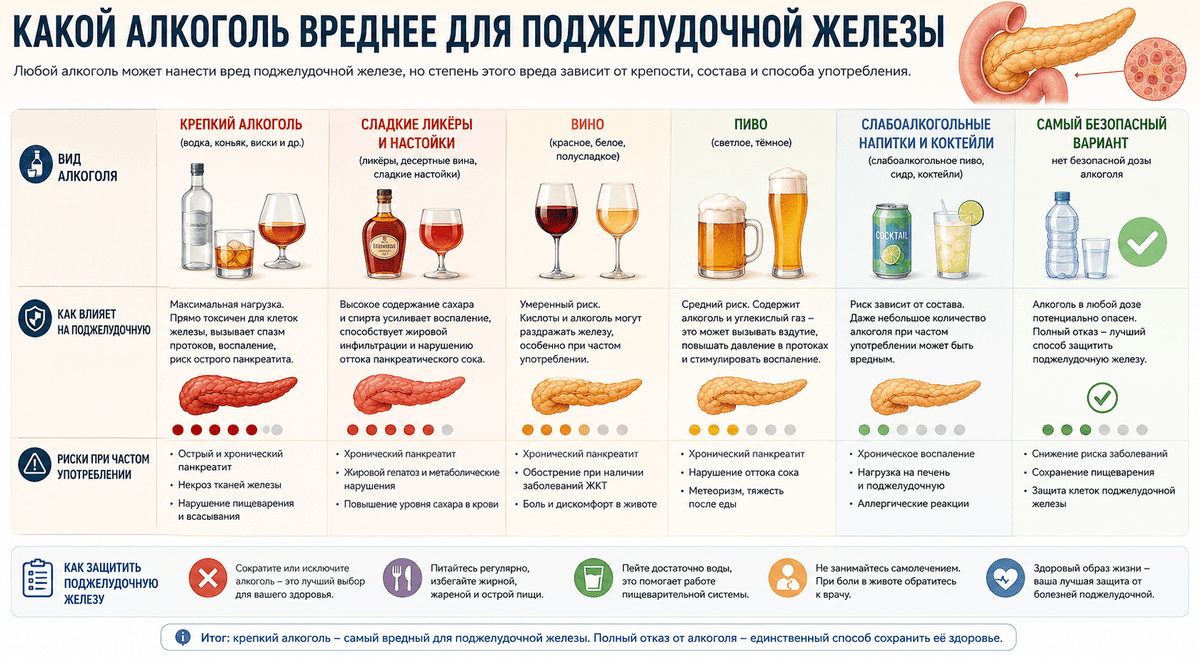 Какой алкоголь вреднее для поджелудочной железы